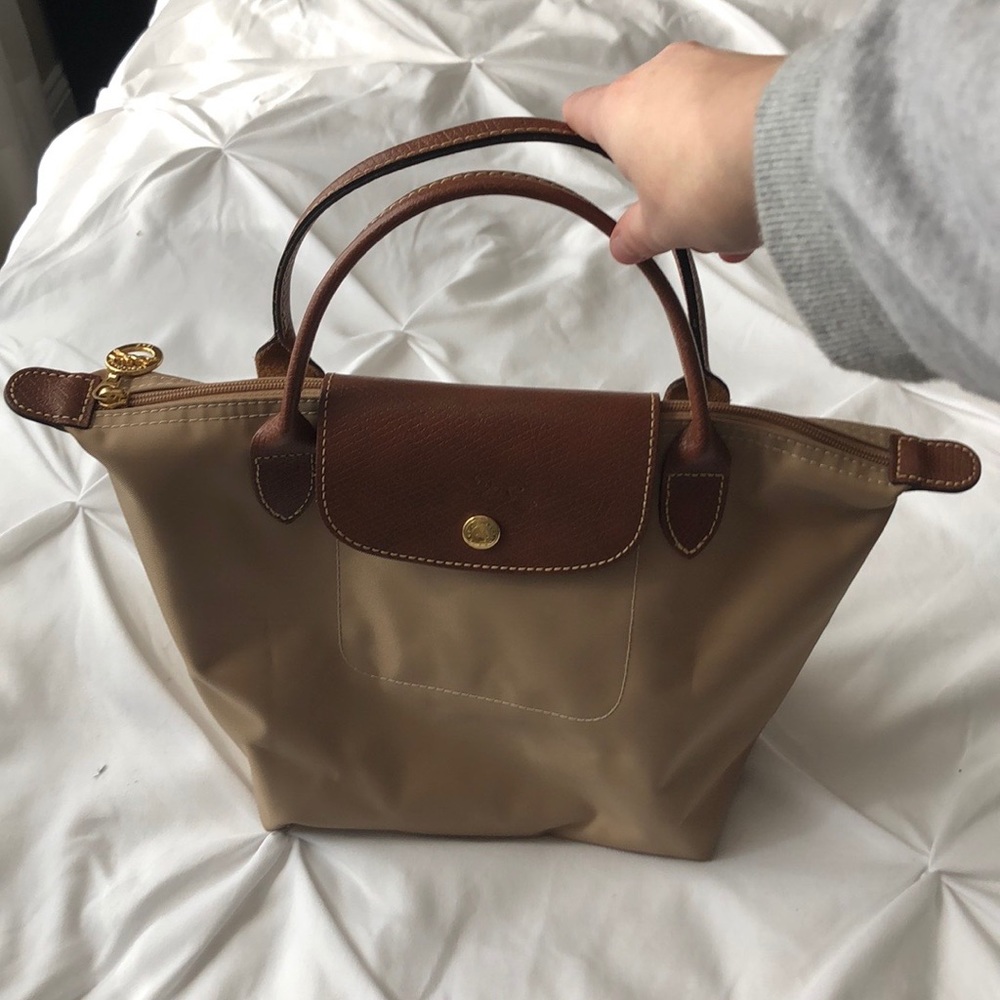 Brown Longchamp Bag + Cosmetic Bag